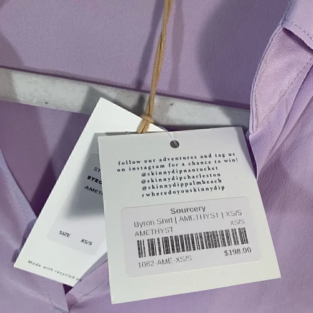 Sourcery NWT purple/amethyst Byron sheer shirt blouse Size XS/S